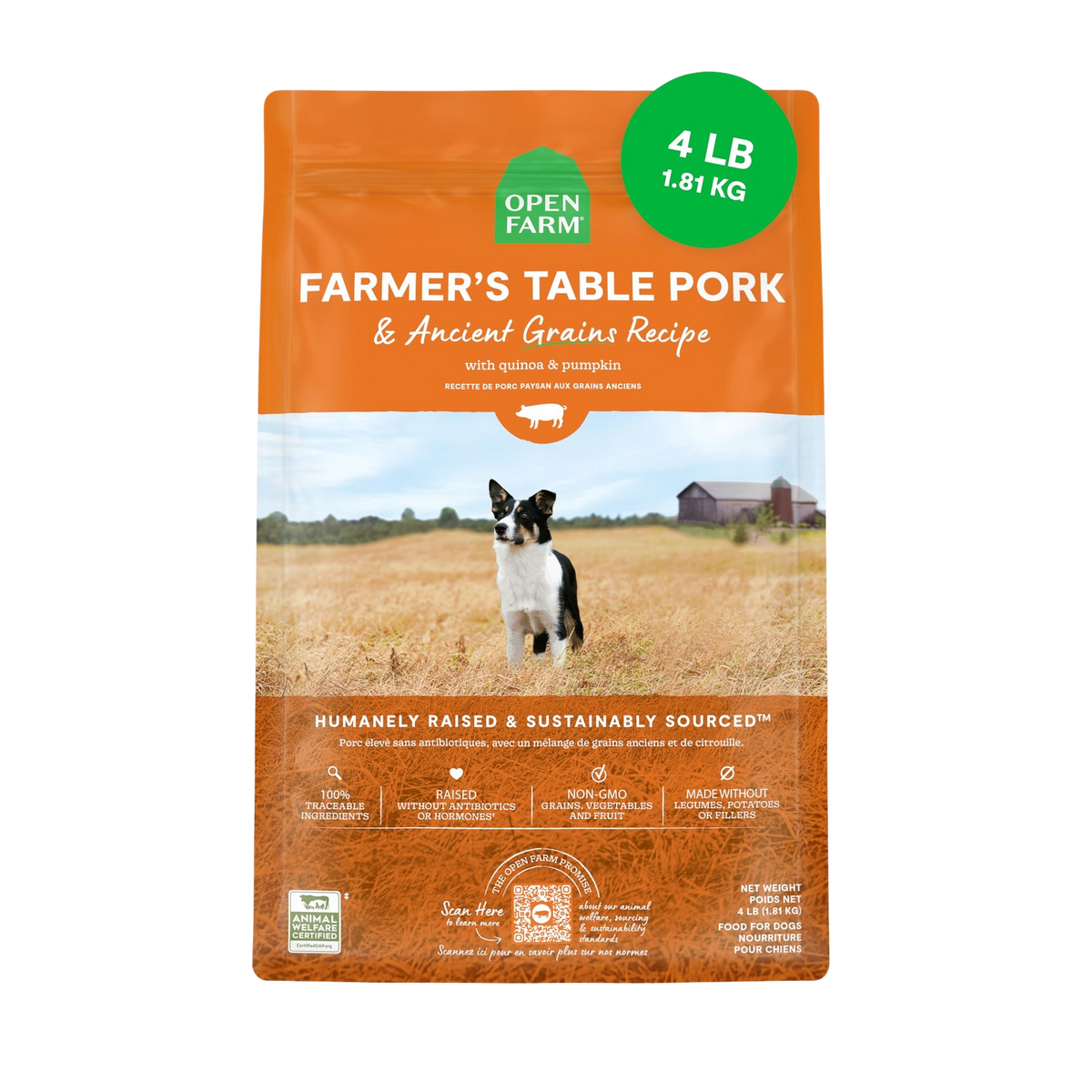 Open Farm ancient grain Pork 4# K9