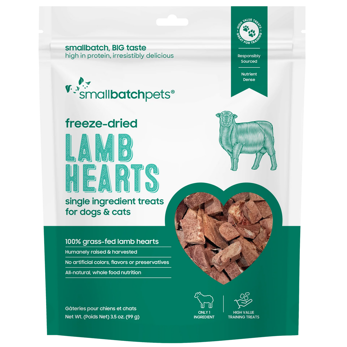Small Batch Freeze-Dried Lamb Hearts 3.5oz
