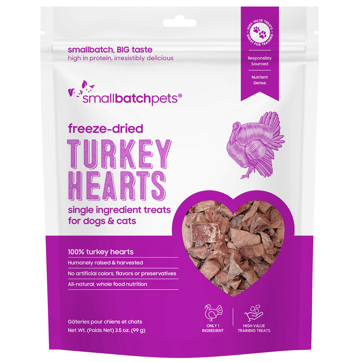 Small Batch Freeze-Dried Turkey Hearts 3.5oz