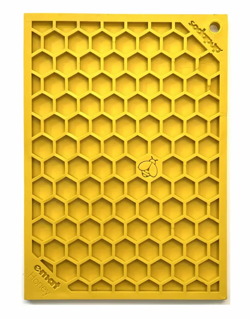 SodaPup eMat Lick Mat Honeycomb Yellow