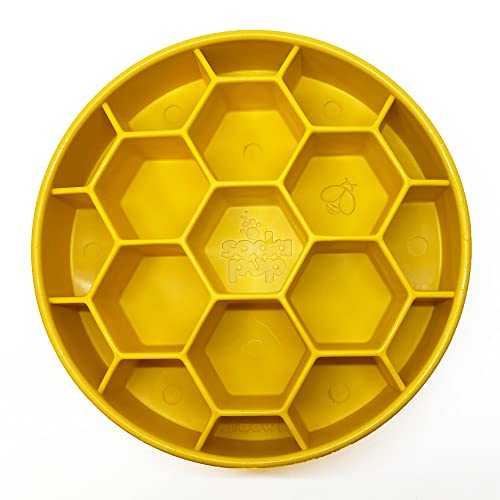 SodaPup Honeycomb Design eBowl Enrichment Slow Feeder Bowl for Dogs Yellow - The Healthy Pet Eugene
