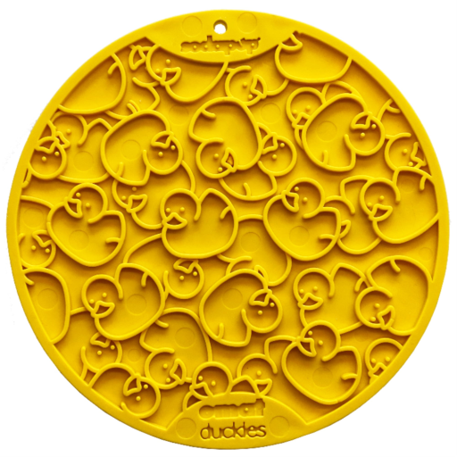 SodaPup Duckies Design eMat Enrichment Lick Mat With Suction Cups Yellow Duckies E-Mat - The Healthy Pet Eugene